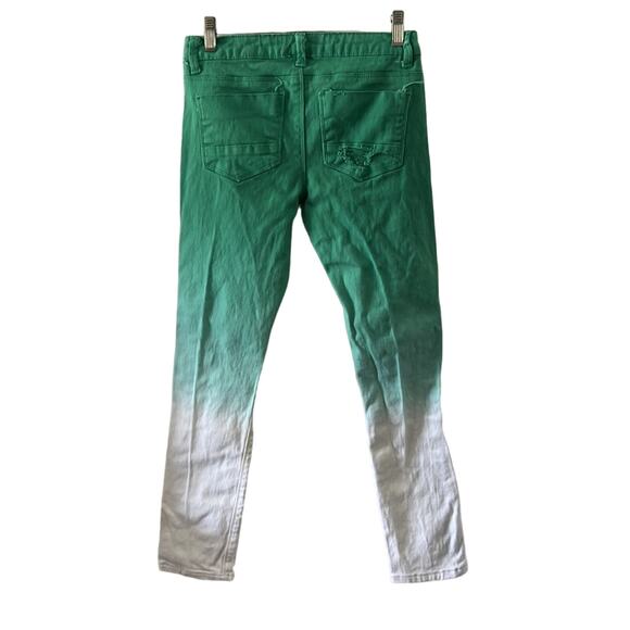 Vanilla Star Green & White Ombré Distressed Skinny Jeans Juniors Size 5 - Picture 2 of 9